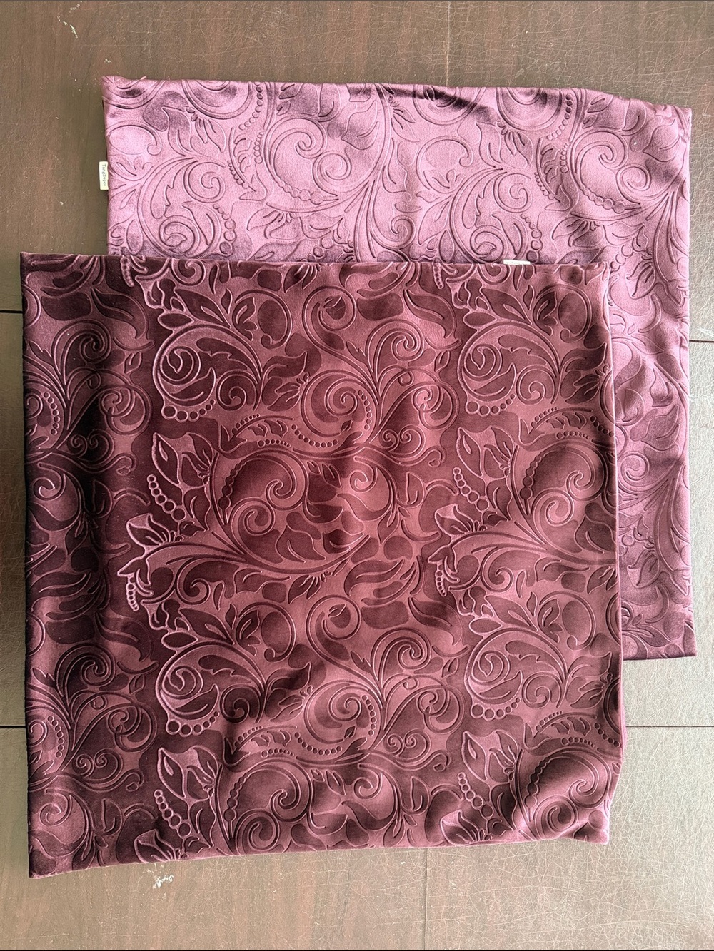 Decorative Paisley Velvet Accent Pillow Cover - Plum/Purple Color Set of 2